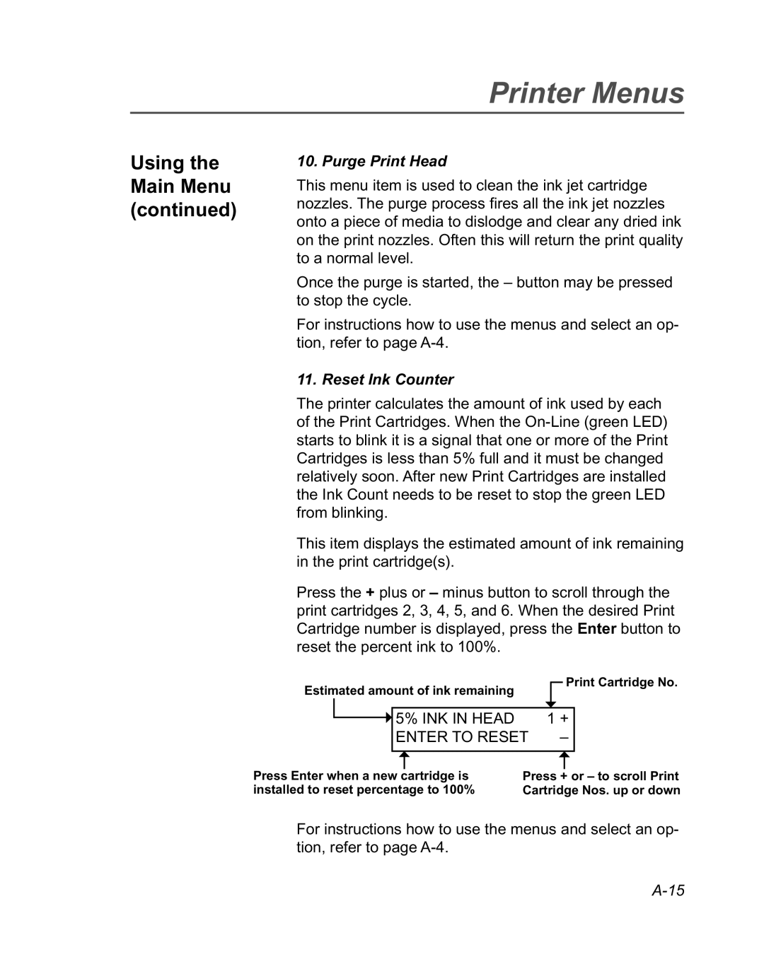 Pitney Bowes DA950 manual Purge Print Head, Reset Ink Counter 