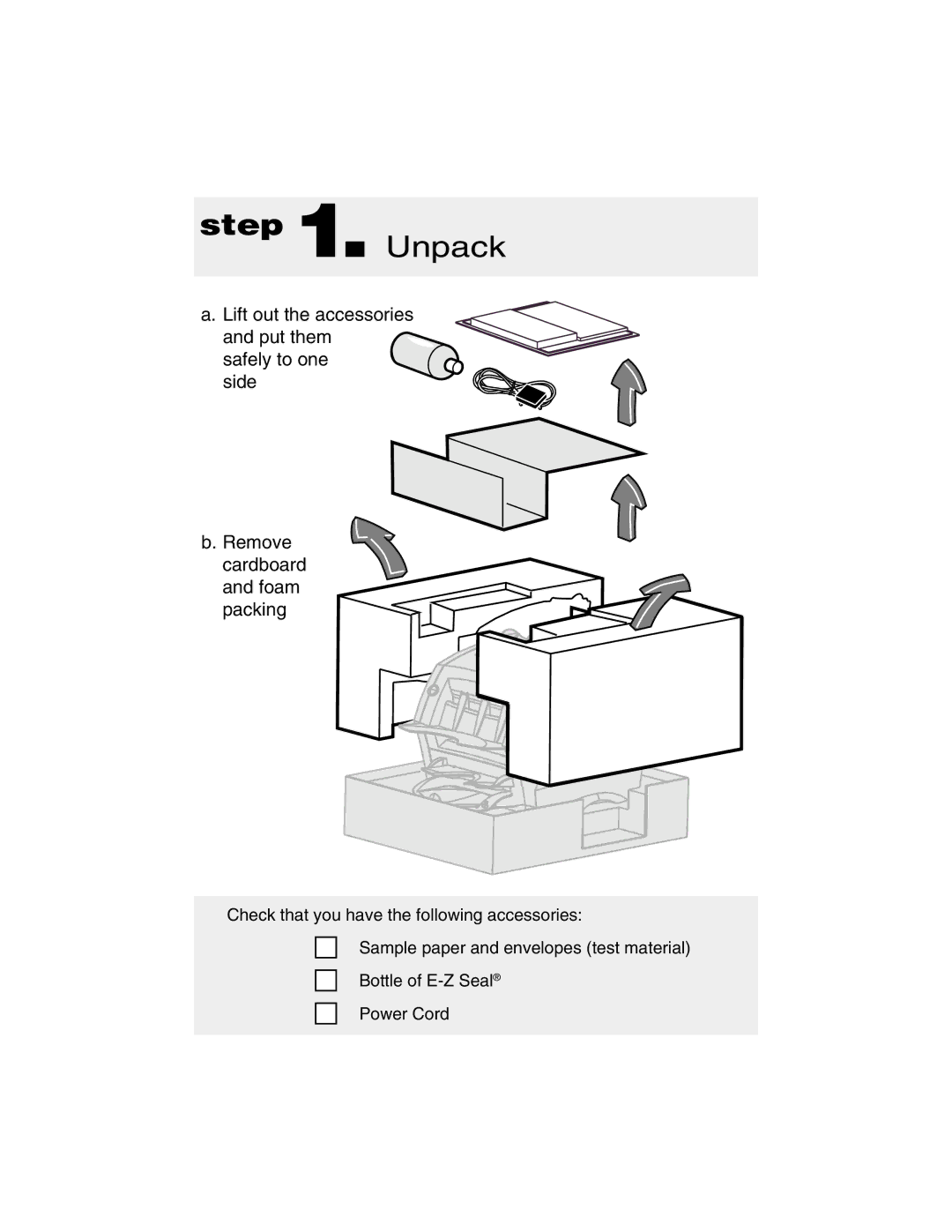 Pitney Bowes DI200 manual Unpack 