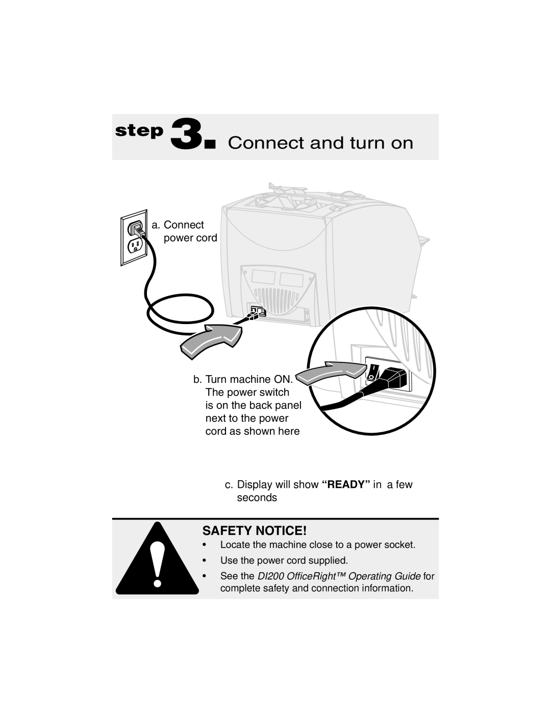 Pitney Bowes DI200 manual Connect and turn on 