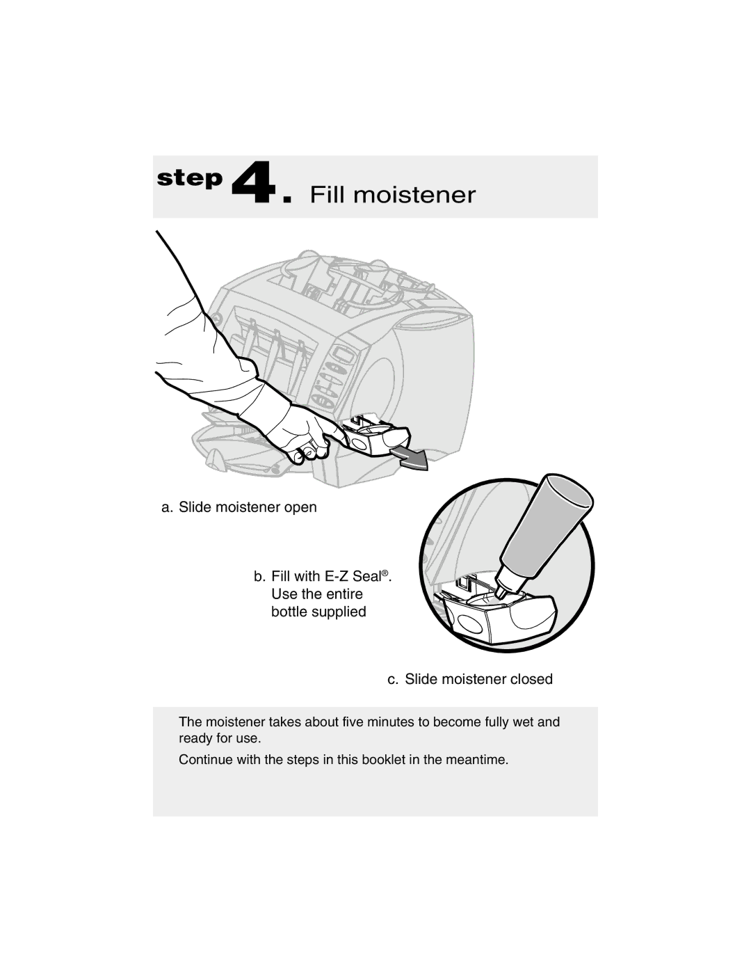 Pitney Bowes DI200 manual Fill moistener 