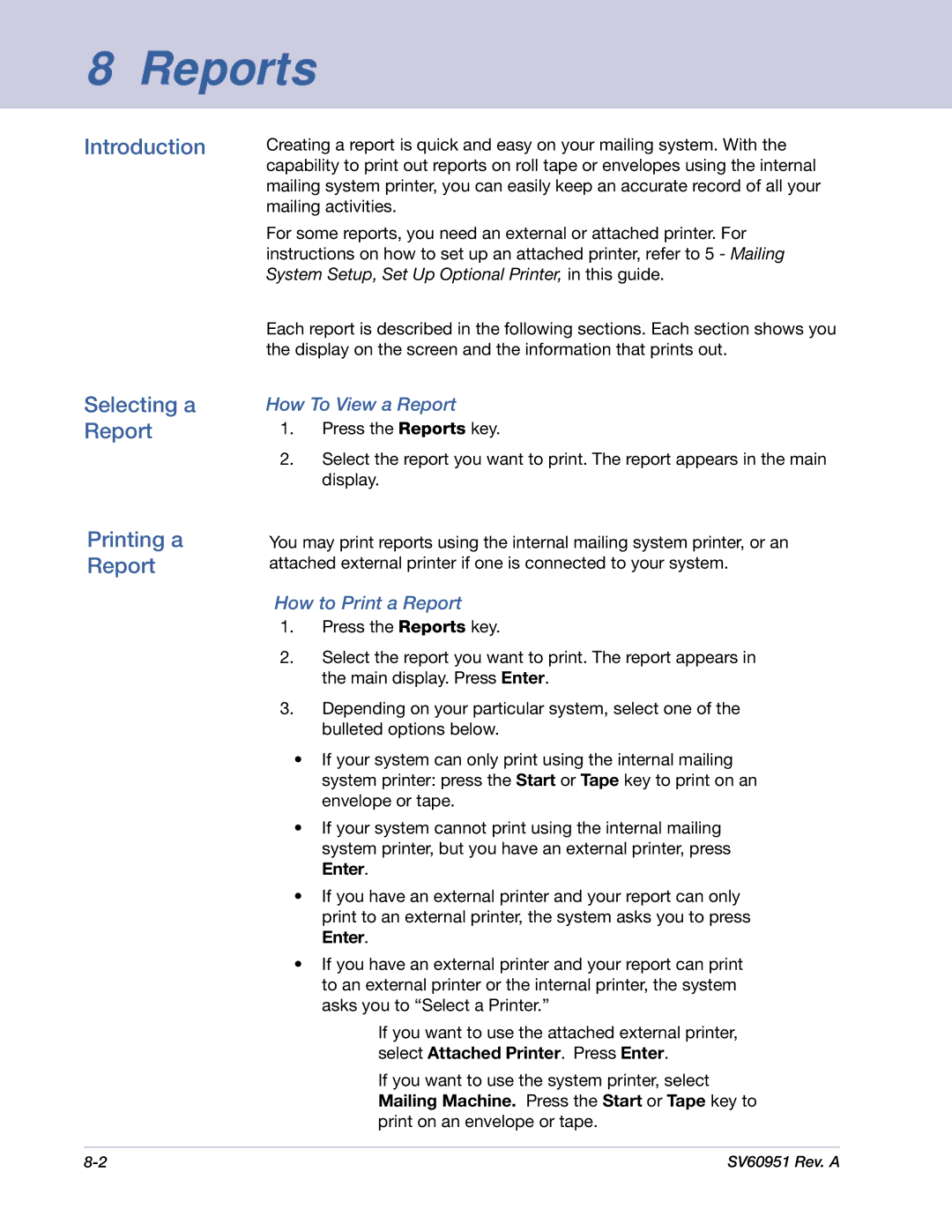 Pitney Bowes DM1000 manual Introduction, Selecting a Report Printing a Report, How To View a Report, How to Print a Report 