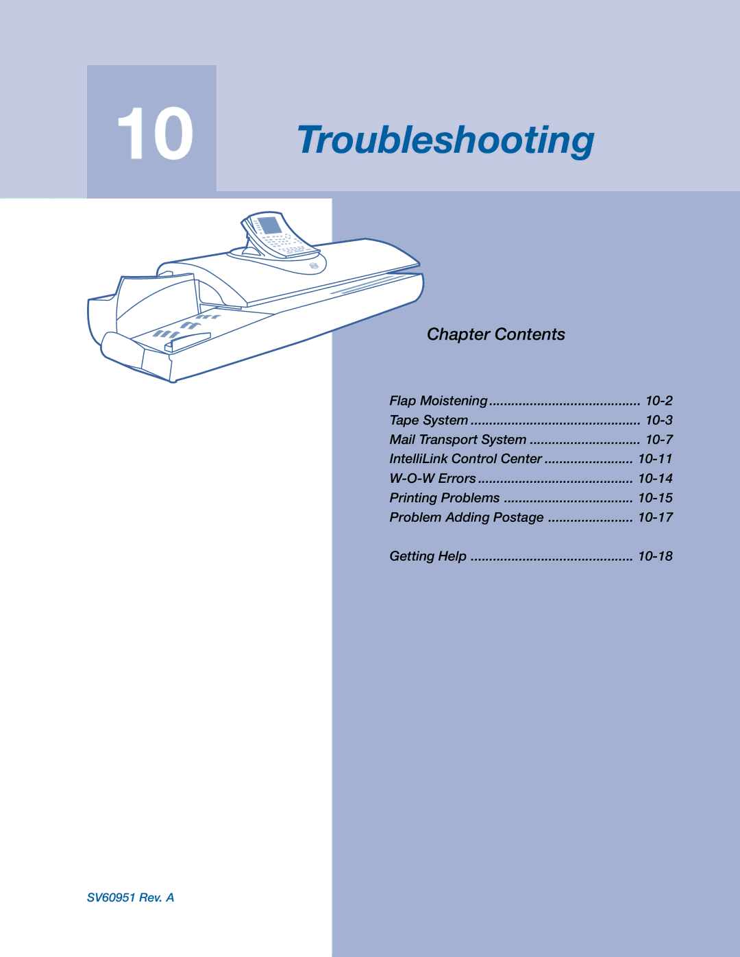 Pitney Bowes DM1000 manual Troubleshooting 