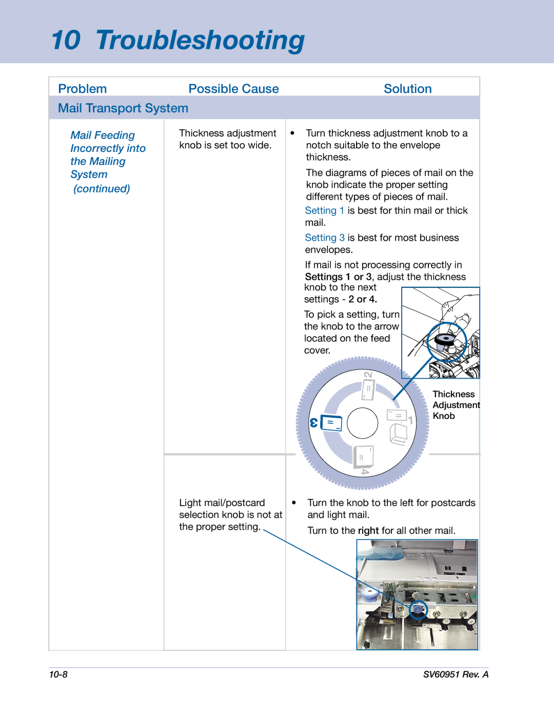 Pitney Bowes DM1000 manual Mail Feeding Incorrectly into the Mailing System 