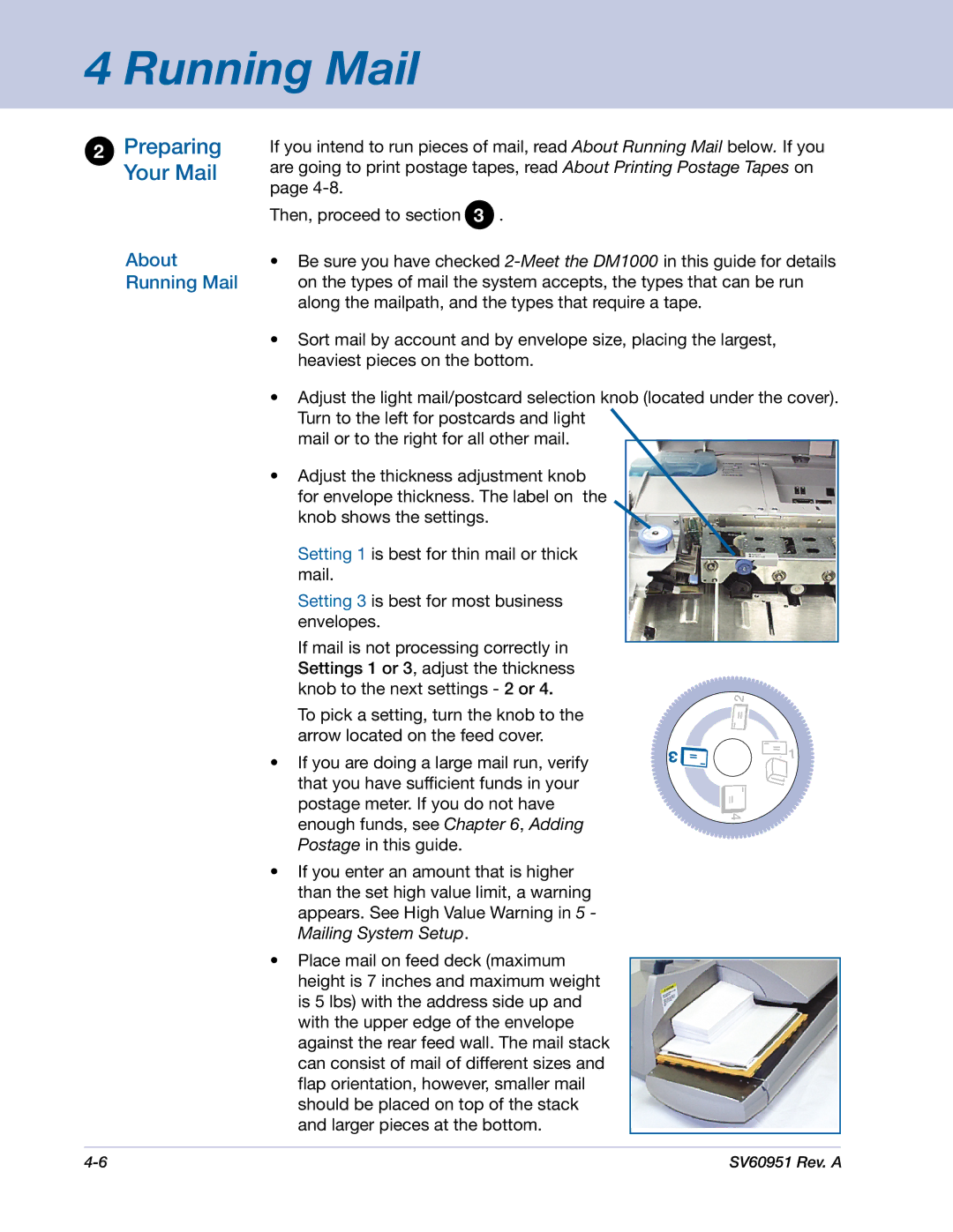 Pitney Bowes DM1000 manual Preparing Your Mail, About Running Mail 