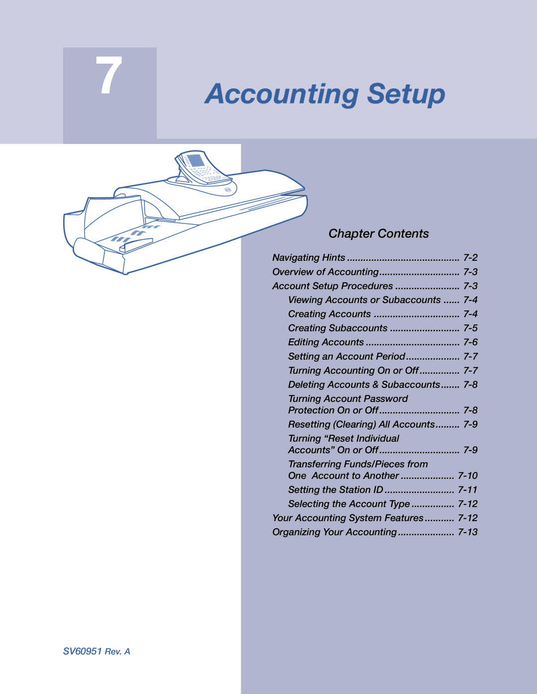 Pitney Bowes DM1000 manual Accounting Setup 