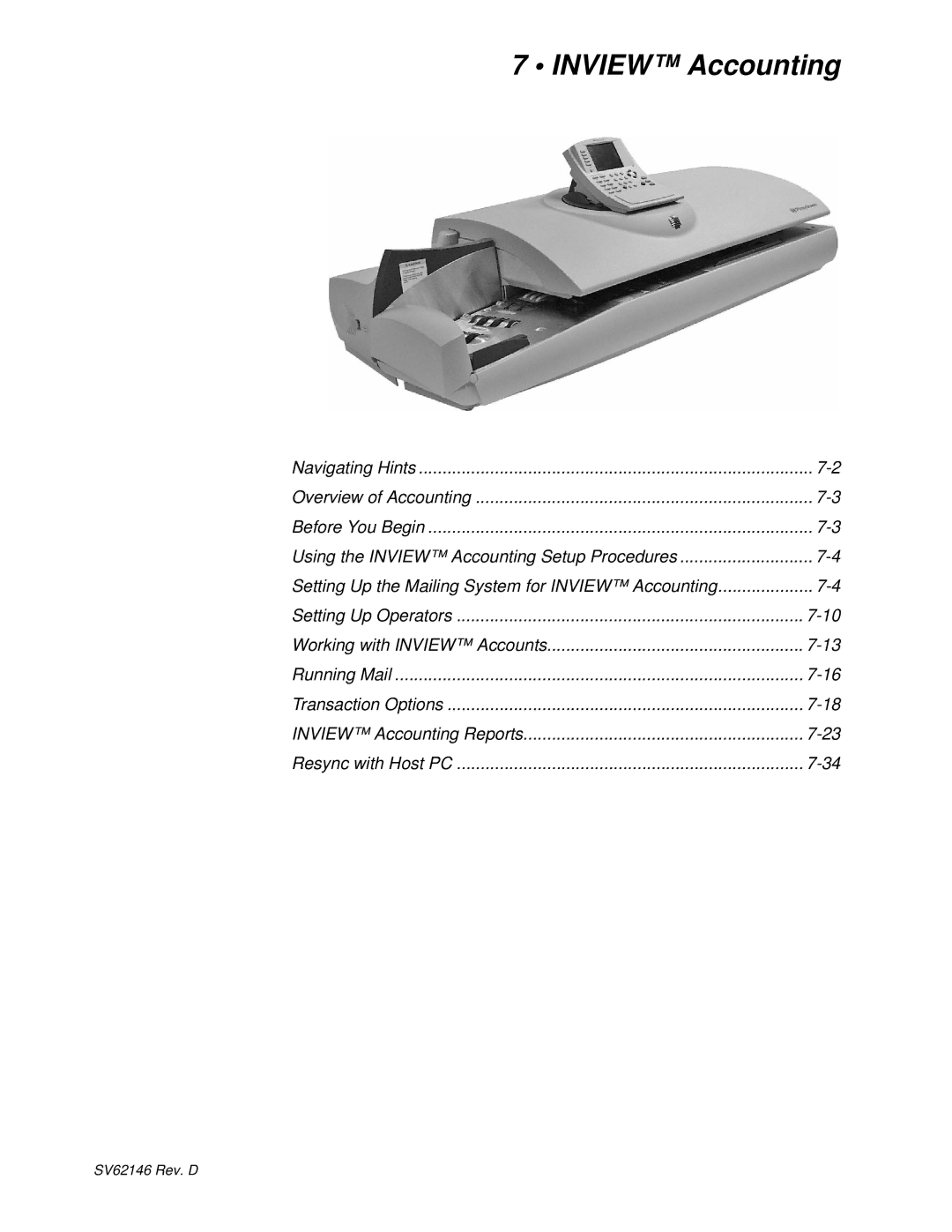 Pitney Bowes DM1100 manual Inview Accounting 