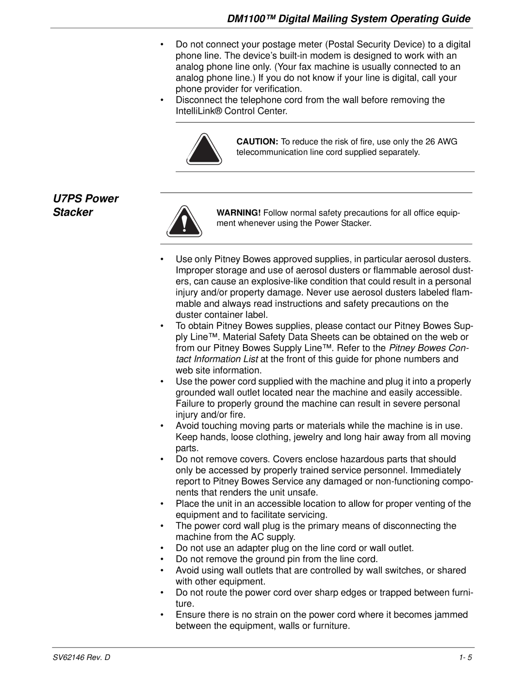 Pitney Bowes DM1100 manual U7PS Power Stacker 