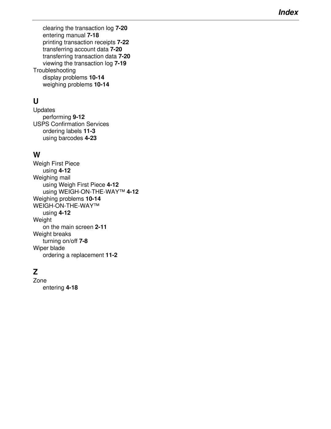 Pitney Bowes DM1100 manual Index 