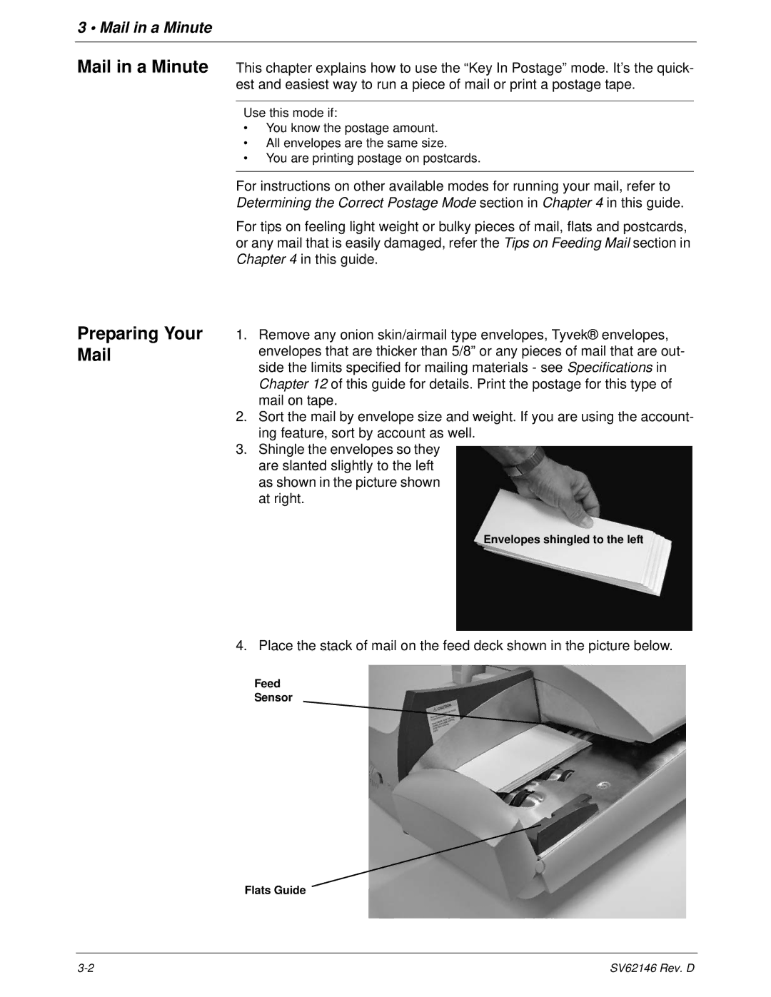 Pitney Bowes DM1100 manual Mail in a Minute Preparing Your Mail 