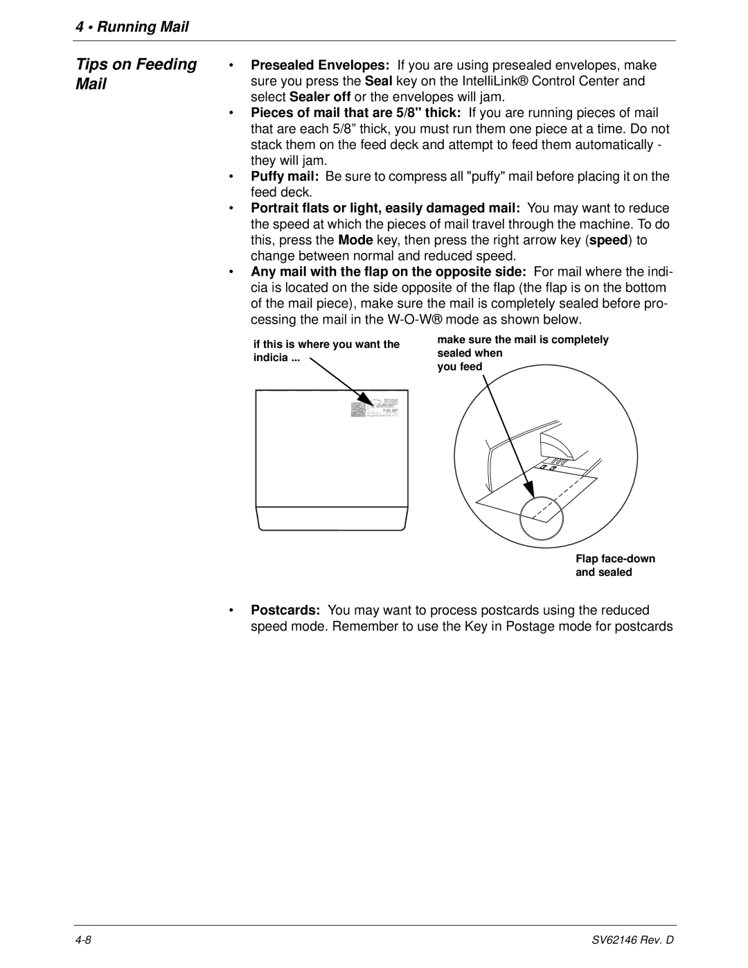 Pitney Bowes DM1100 manual Tips on Feeding, Mail 