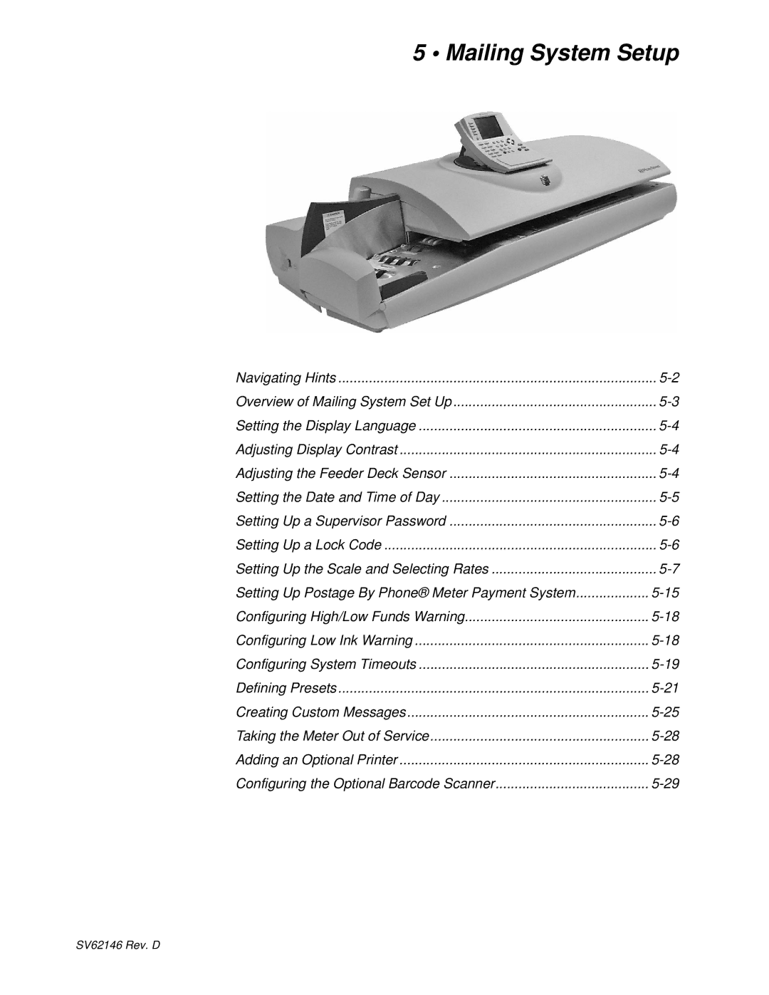 Pitney Bowes DM1100 manual Mailing System Setup 