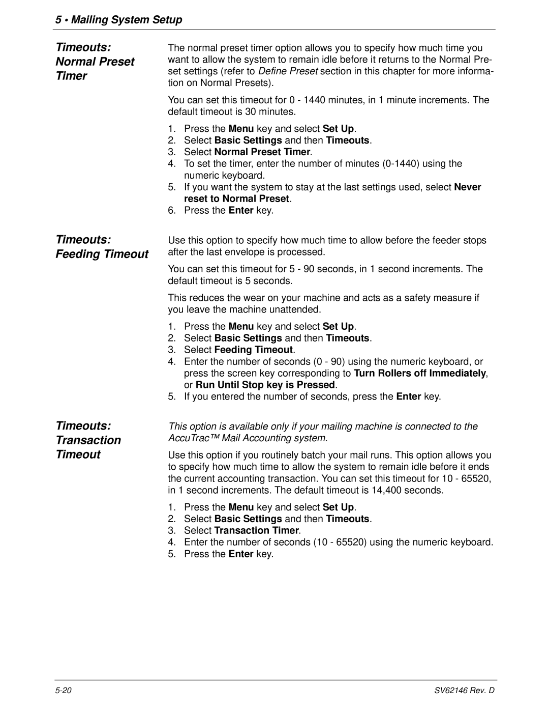 Pitney Bowes DM1100 manual Mailing System Setup 