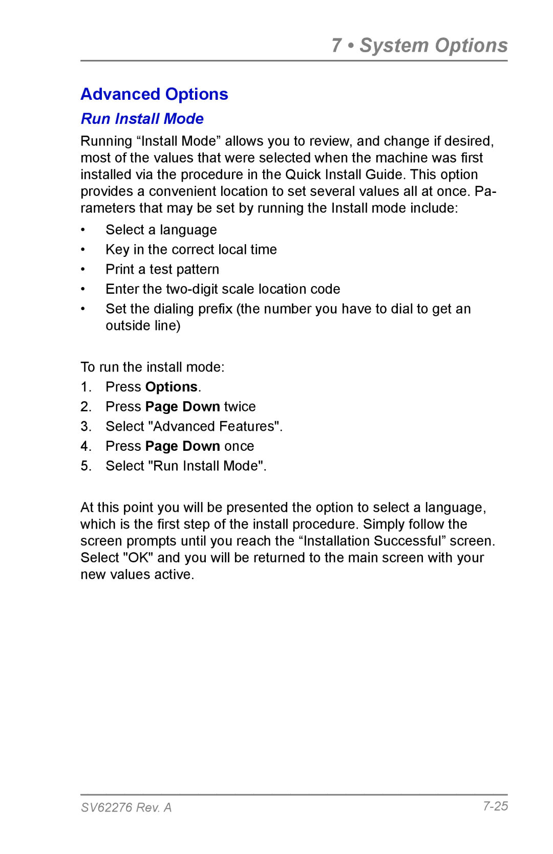 Pitney Bowes DM125 manual Run Install Mode 