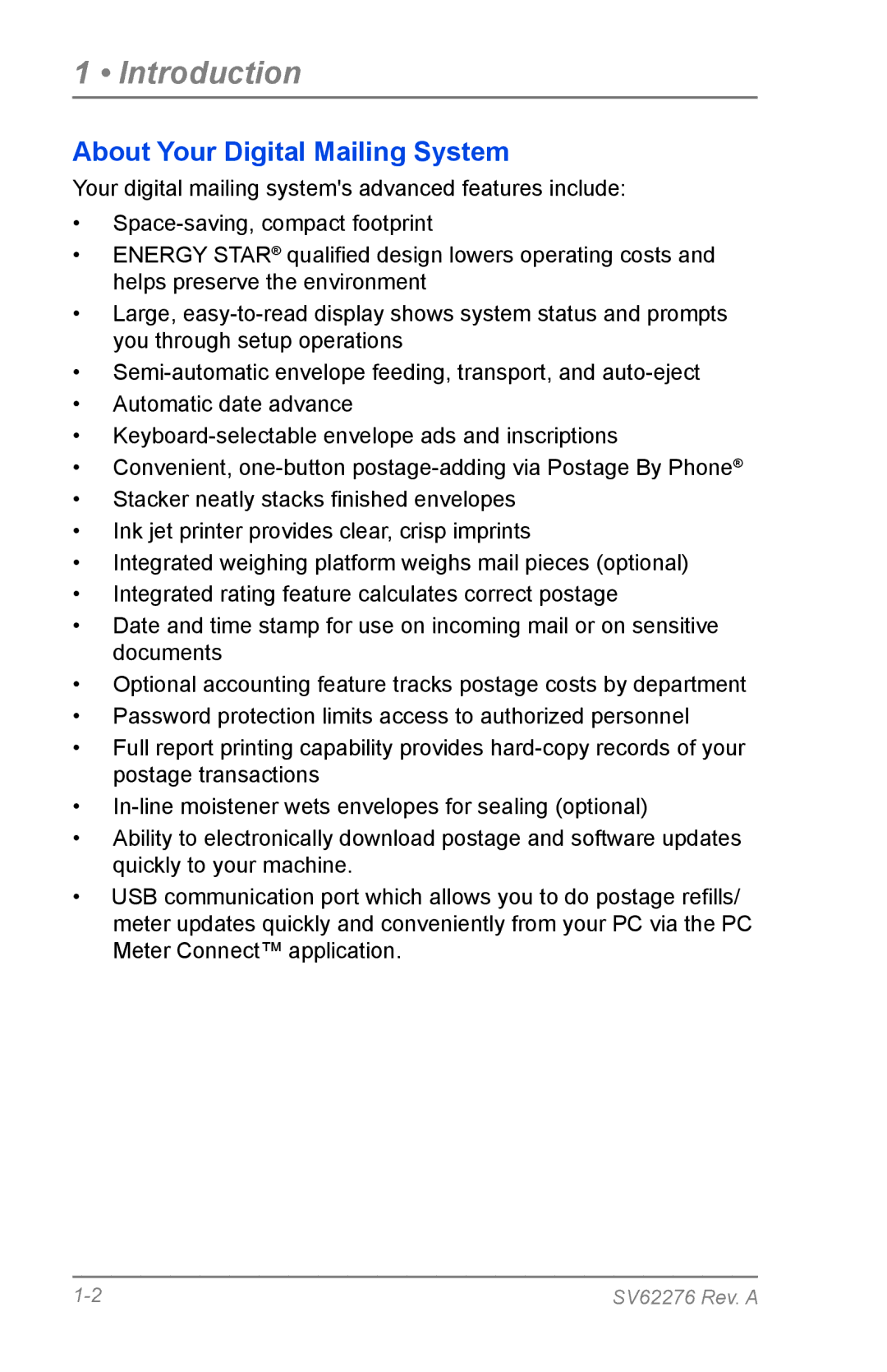 Pitney Bowes DM125 manual Introduction, About Your Digital Mailing System 