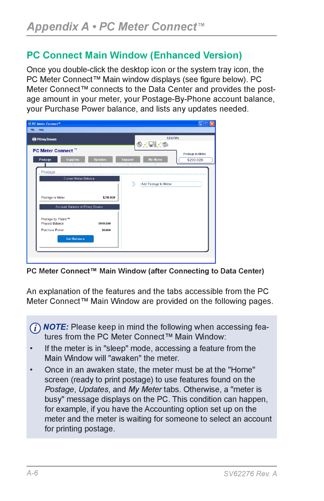 Pitney Bowes DM125 manual PC Connect Main Window Enhanced Version 