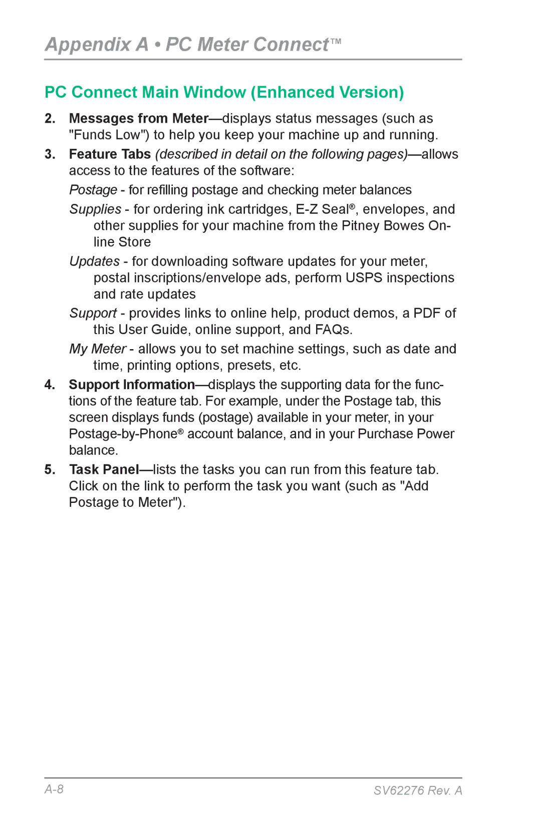 Pitney Bowes DM125 manual Appendix a PC Meter Connect 