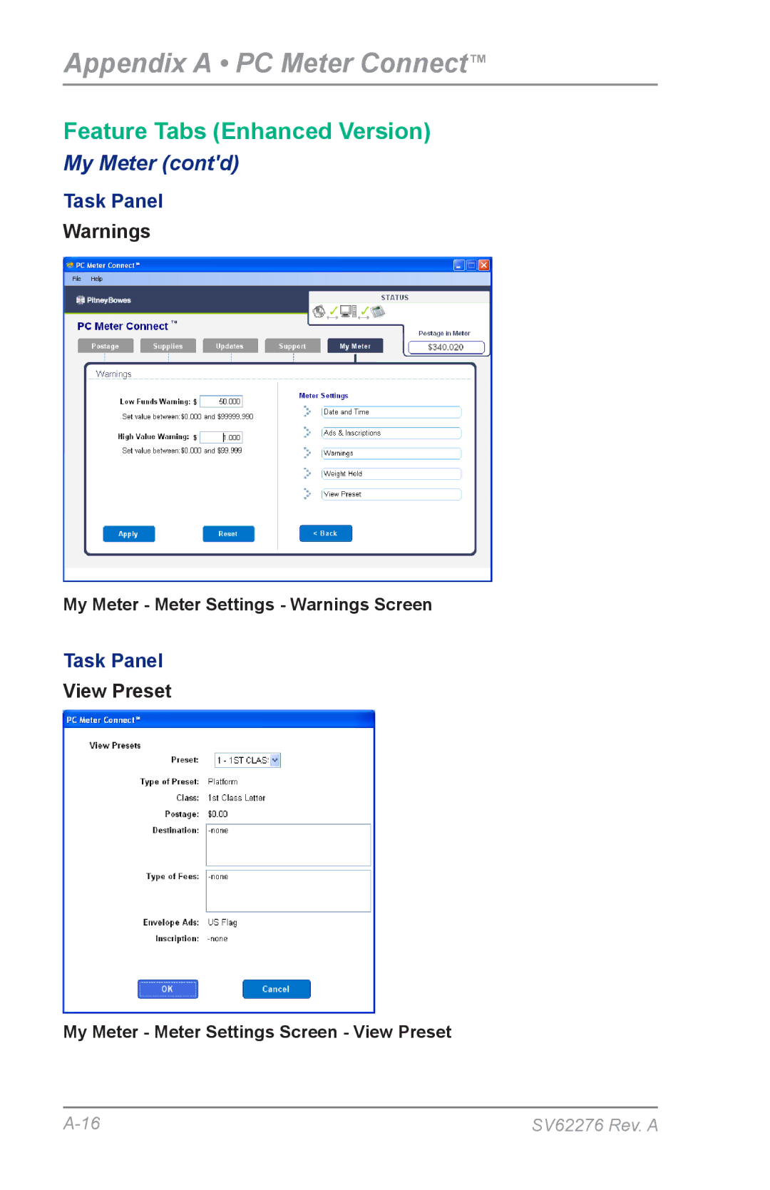 Pitney Bowes DM125 manual View Preset 