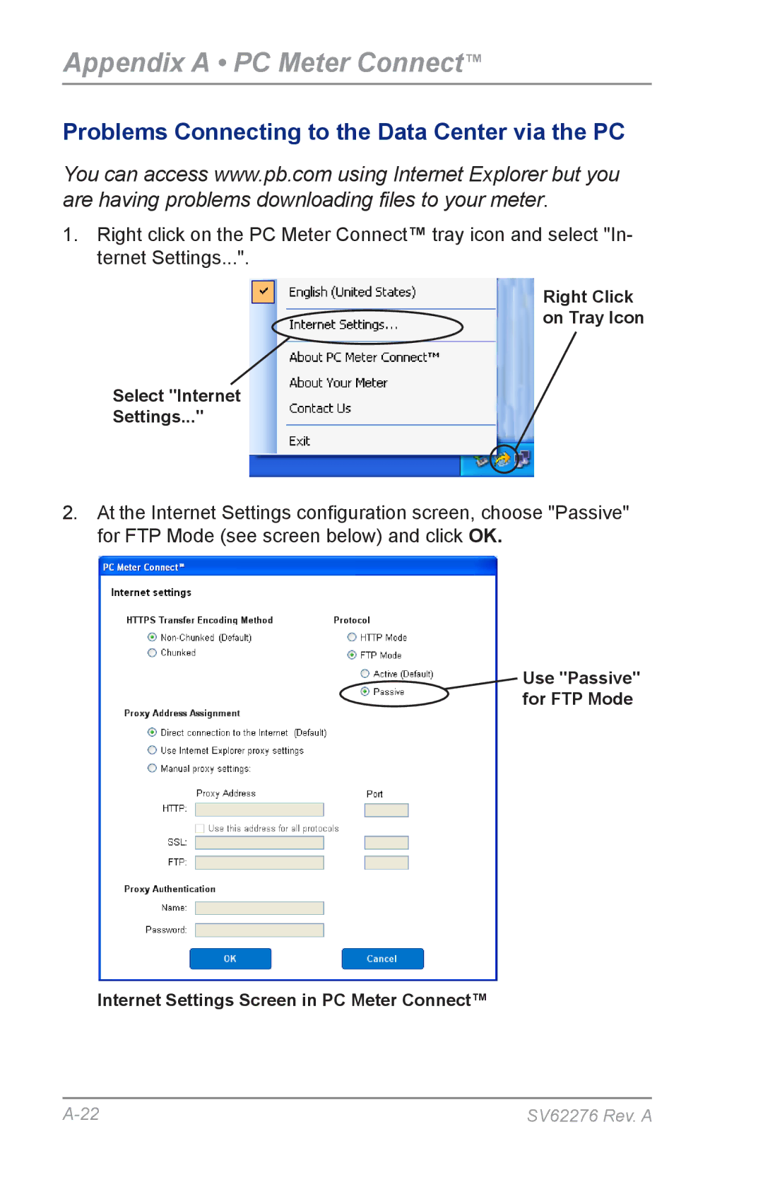 Pitney Bowes DM125 manual Appendix a PC Meter Connect 