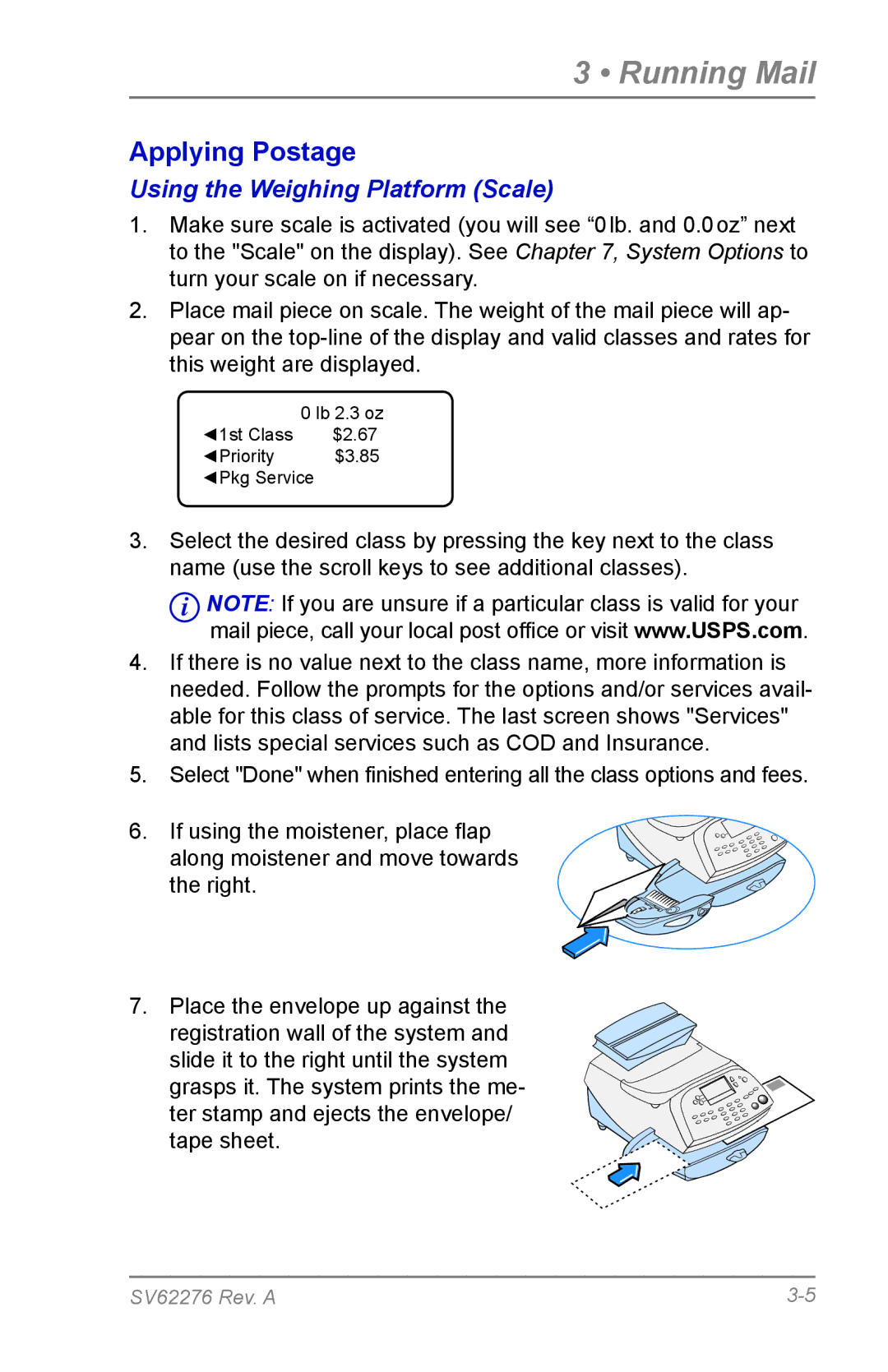 Pitney Bowes DM125 manual Using the Weighing Platform Scale 