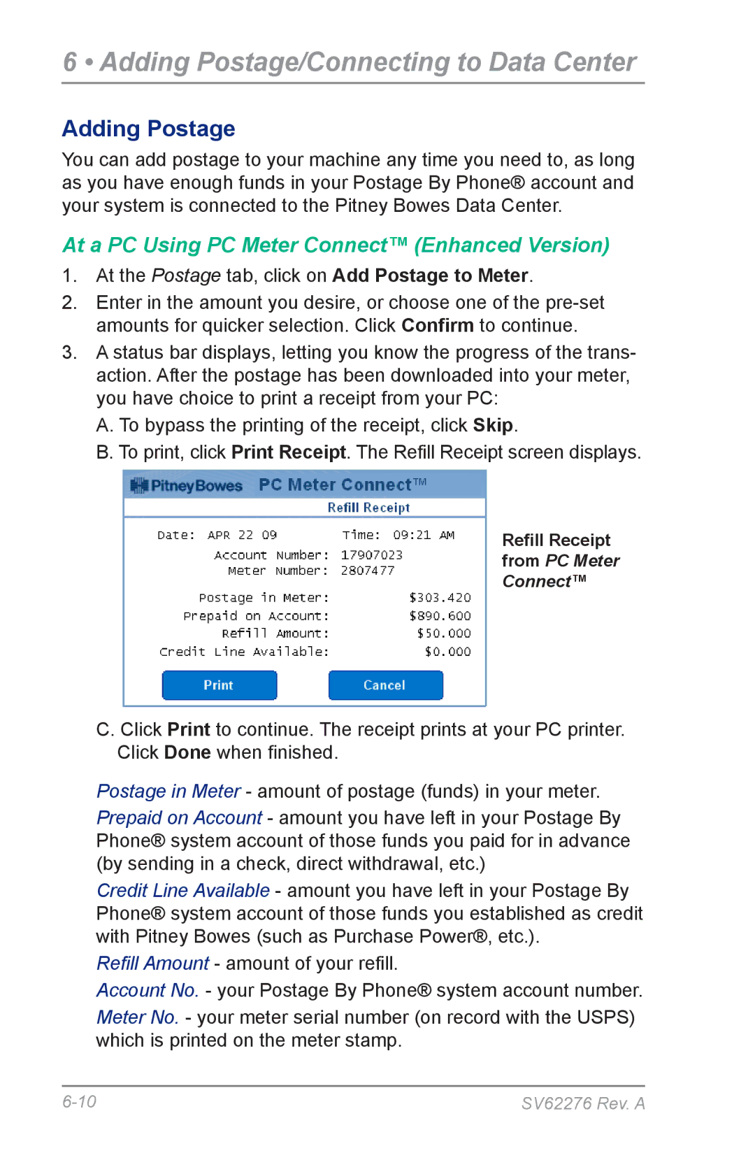 Pitney Bowes DM125 manual Adding Postage 