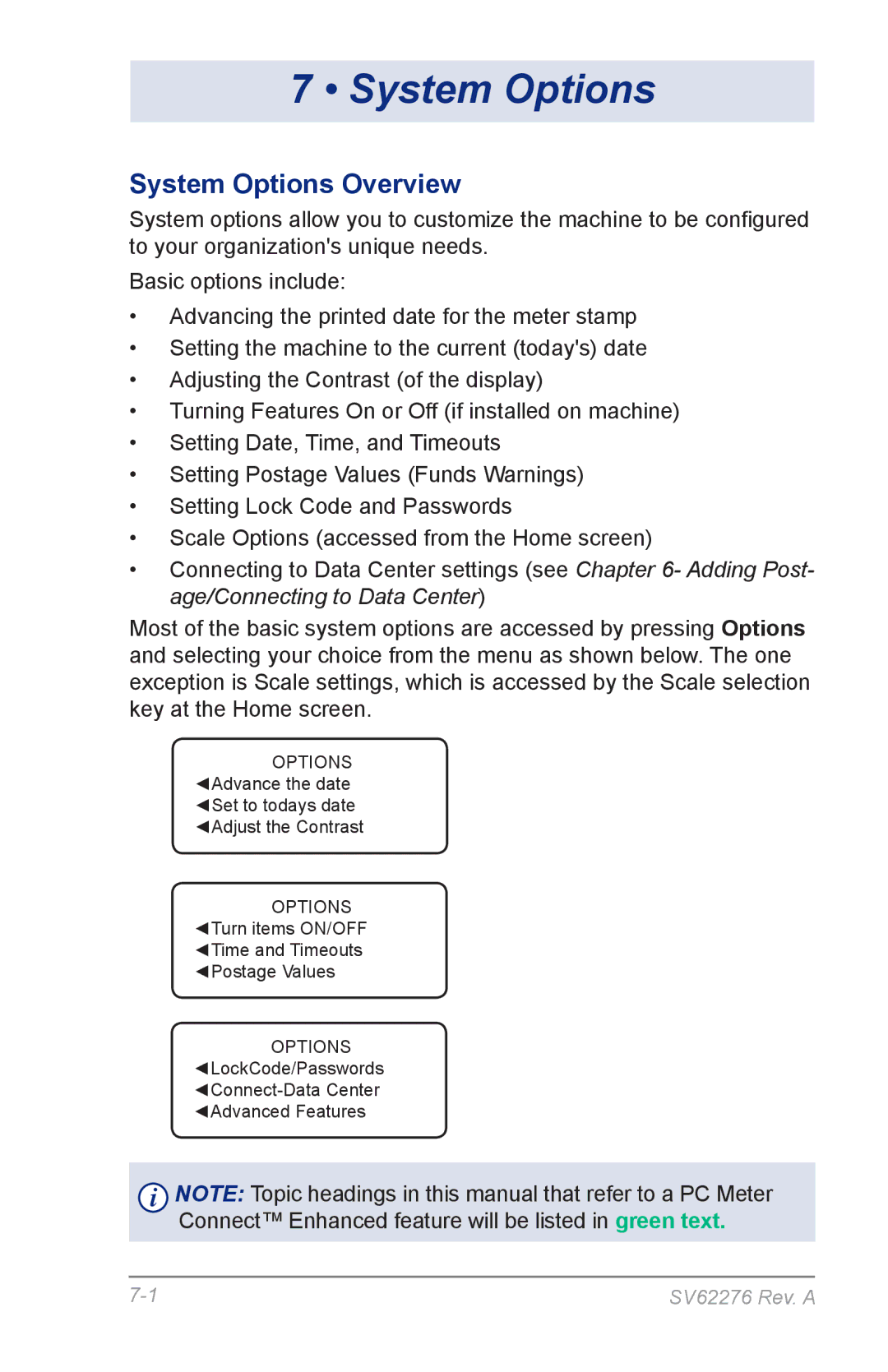 Pitney Bowes DM125 manual System Options Overview 