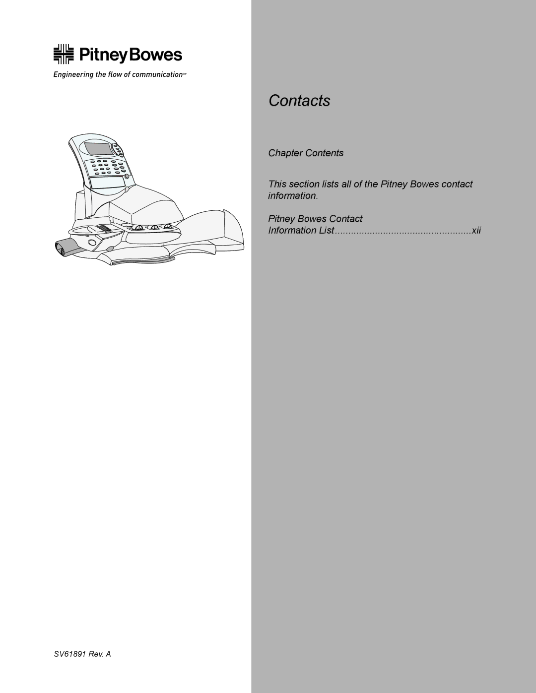 Pitney Bowes DM330L, DM230L, DM350L manual Contacts 