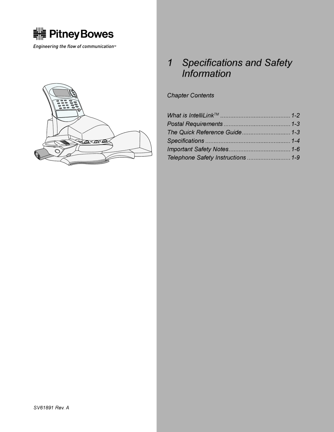 Pitney Bowes DM230L, DM330L, DM350L manual Specifications and Safety Information 