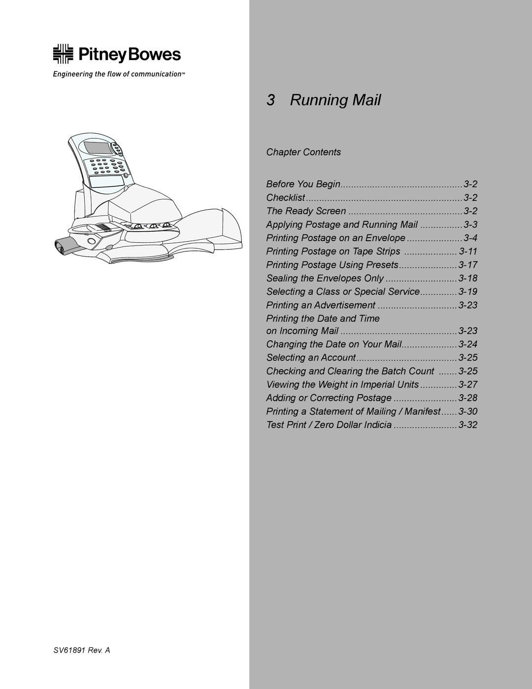 Pitney Bowes DM330L, DM230L, DM350L manual Running Mail, Chapter Contents 