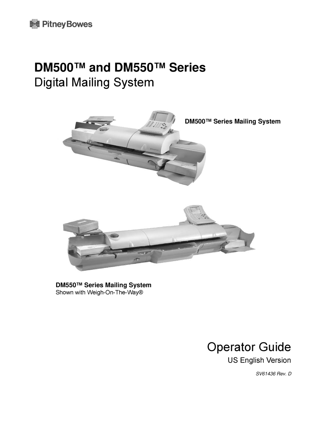 Pitney Bowes manual DM500 and DM550 Series 