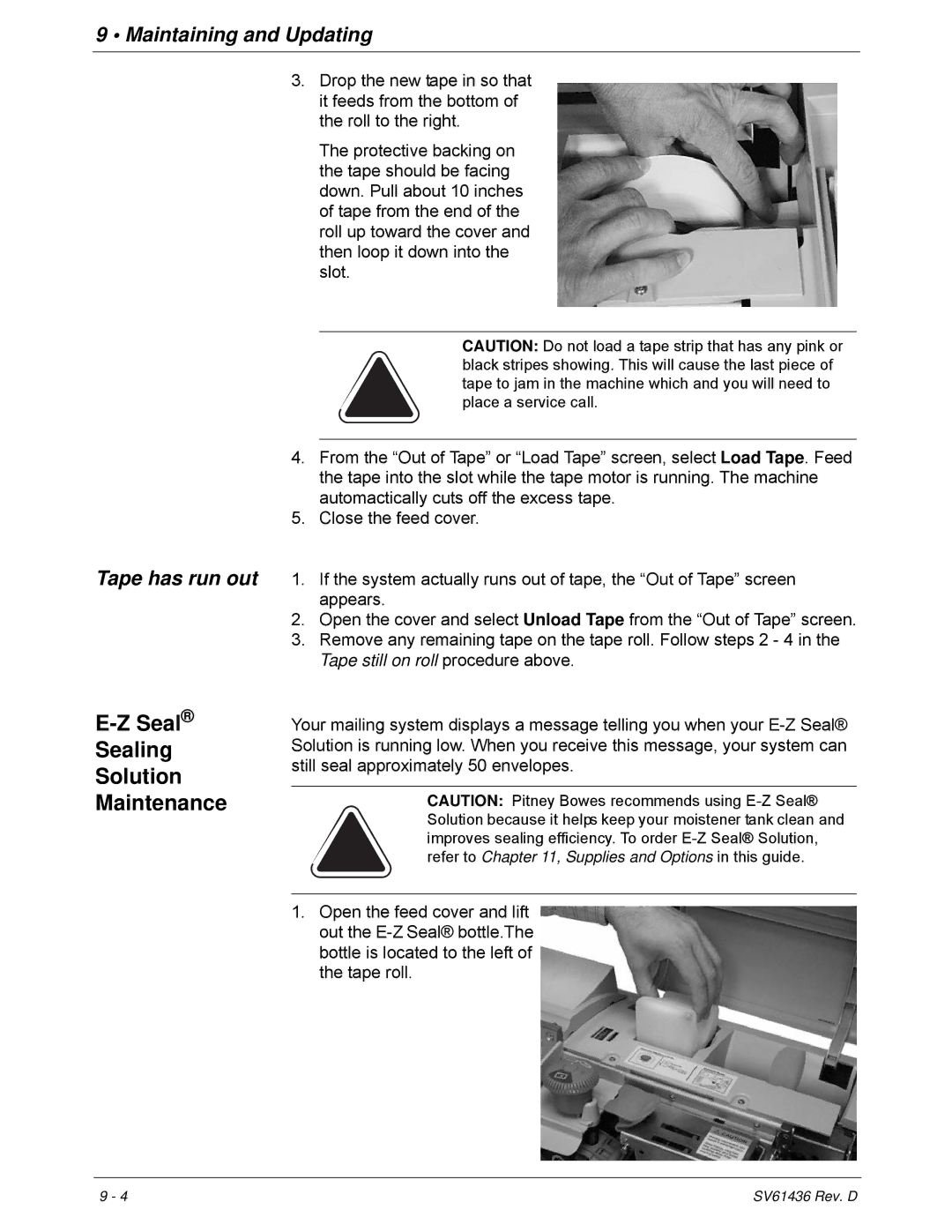 Pitney Bowes DM550, DM500 manual Seal Sealing Solution Maintenance 