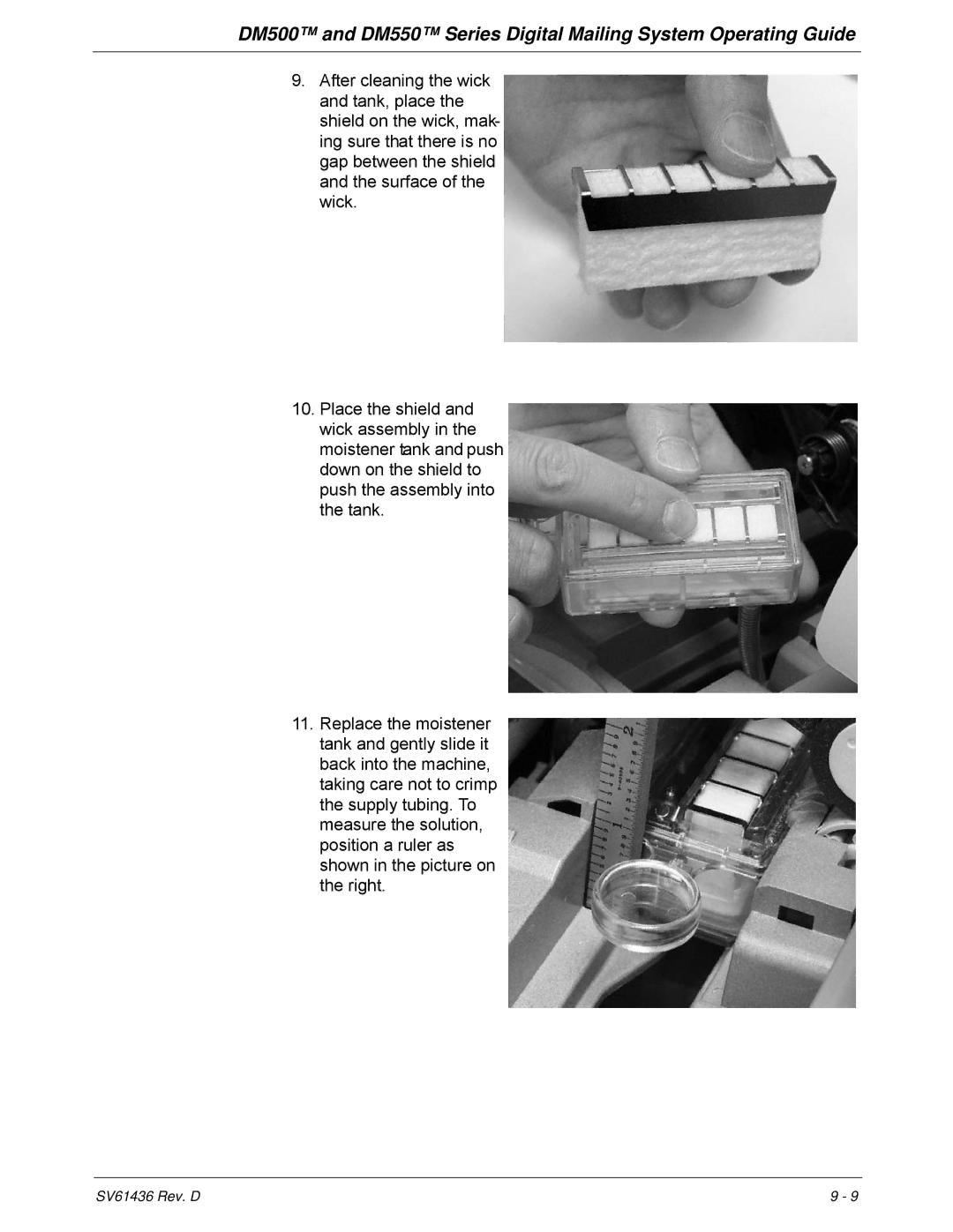 Pitney Bowes DM500, DM550 manual SV61436 Rev. D 