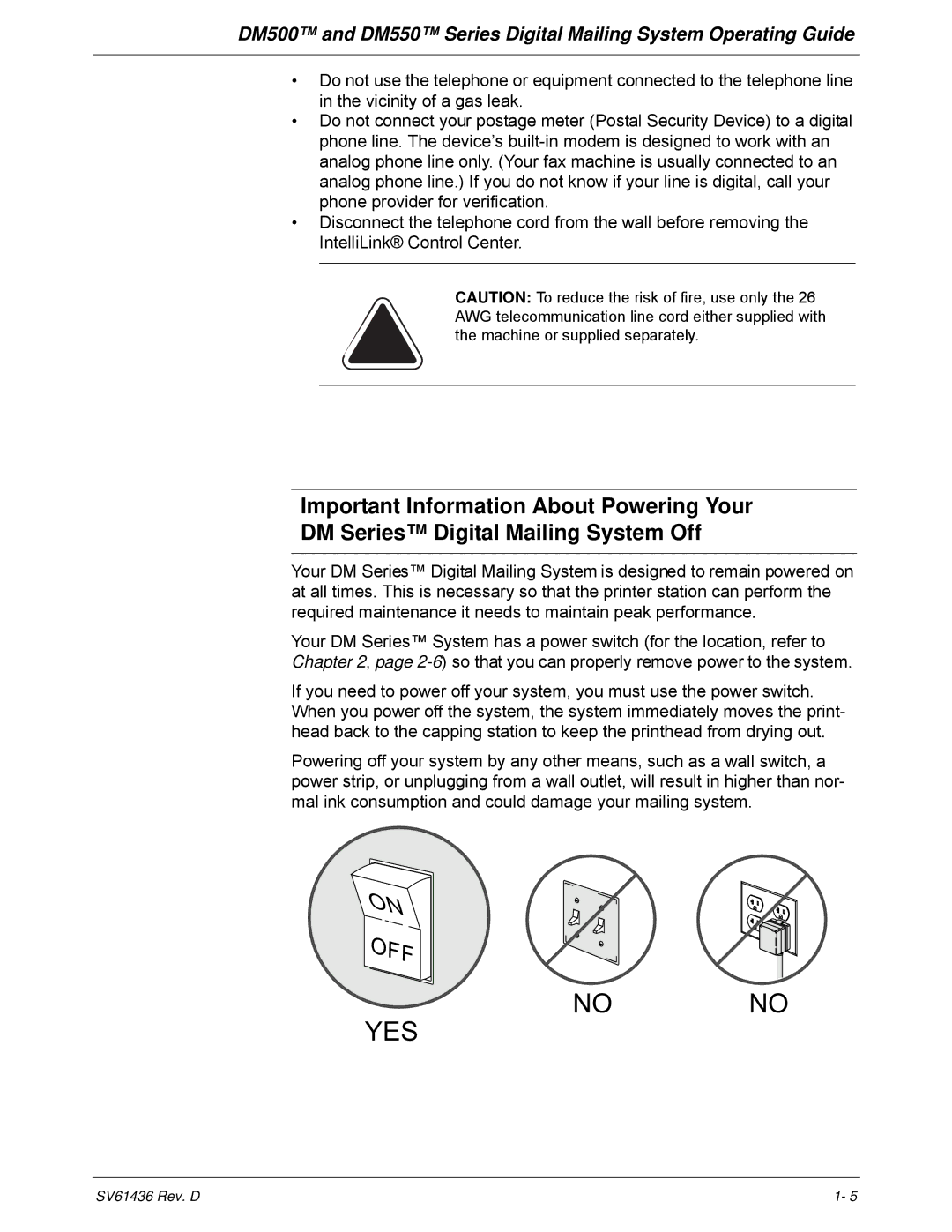 Pitney Bowes DM500, DM550 manual Off 