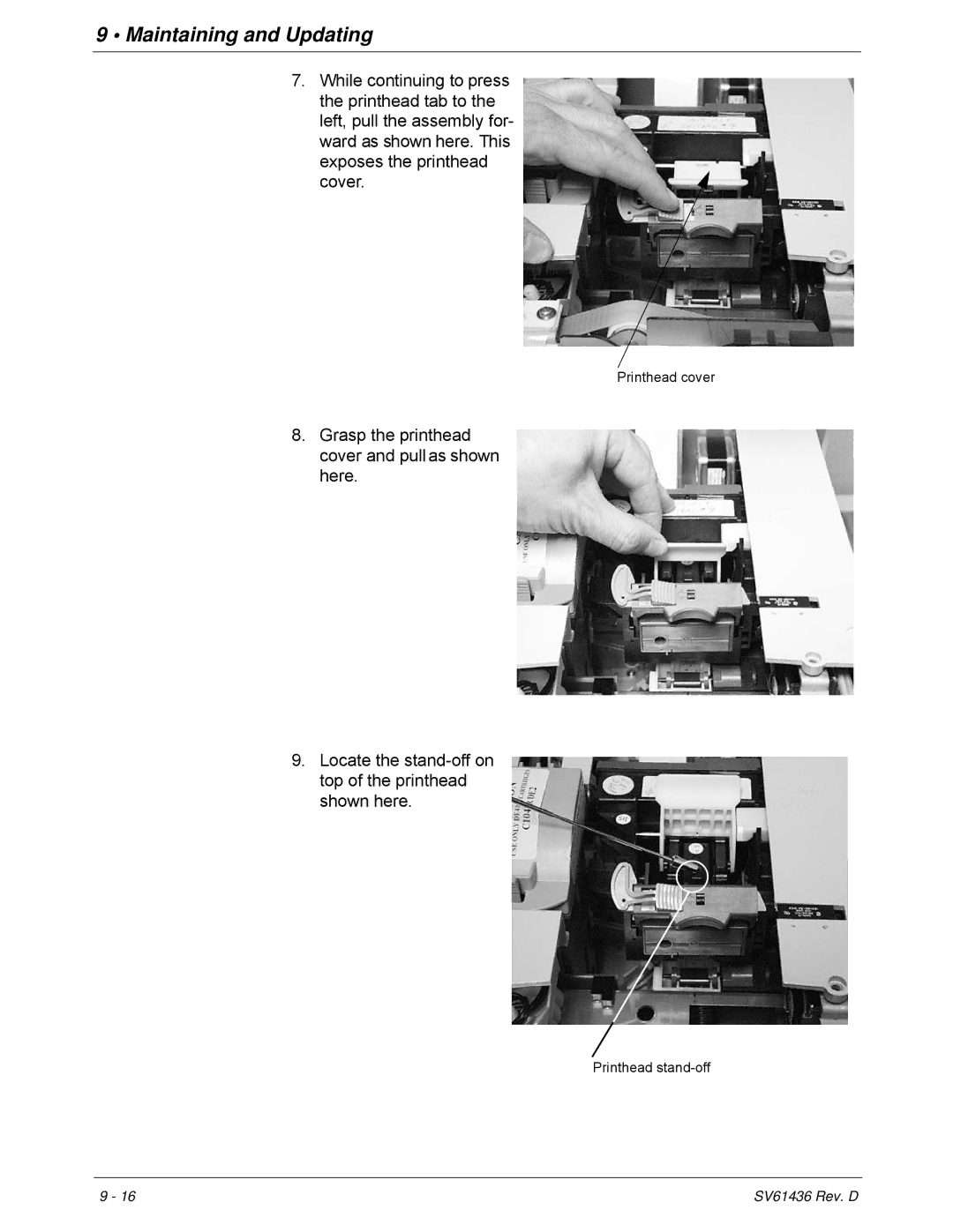 Pitney Bowes DM550, DM500 manual Printhead cover 