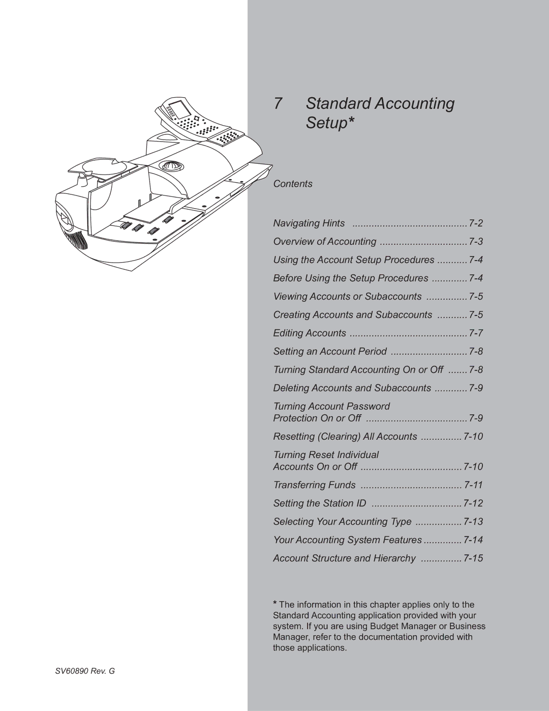 Pitney Bowes DM500, DM550 manual Standard Accounting Setup, Contents Navigating Hints 