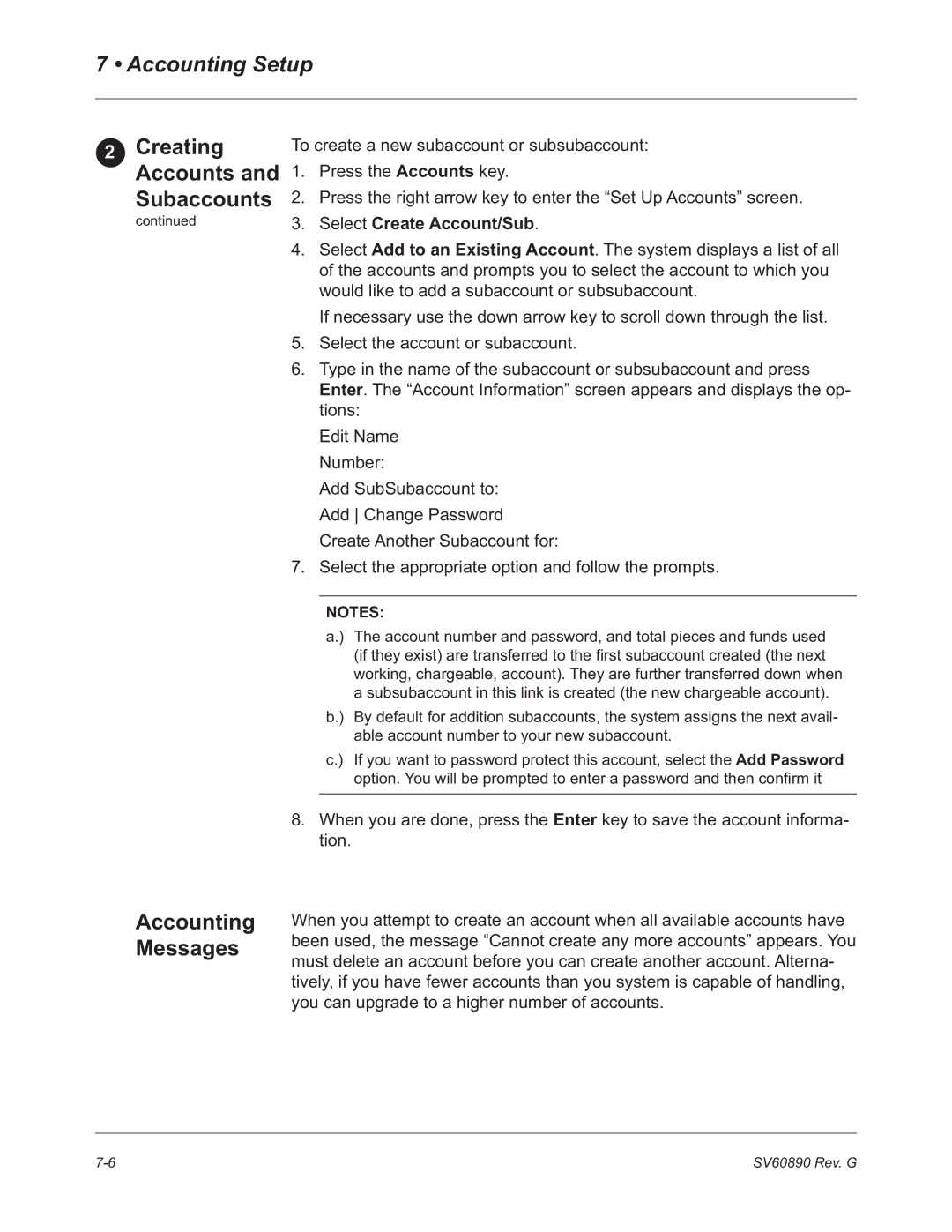 Pitney Bowes DM550, DM500 manual Accounting Messages 