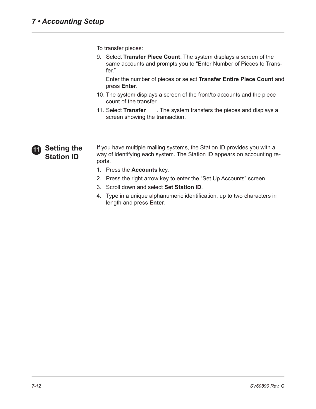 Pitney Bowes DM550, DM500 manual Setting the Station ID 