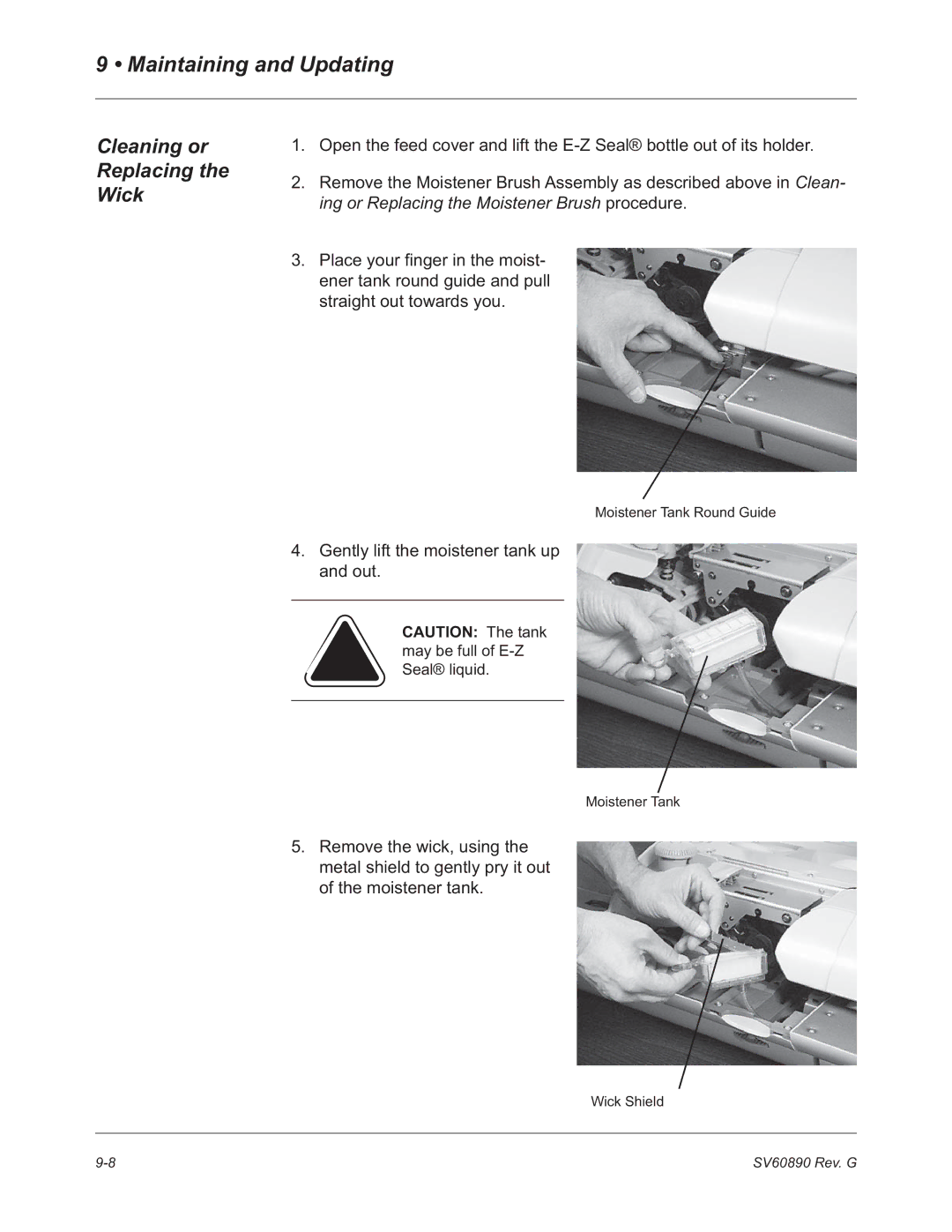 Pitney Bowes DM550, DM500 manual Cleaning or Replacing the Wick 