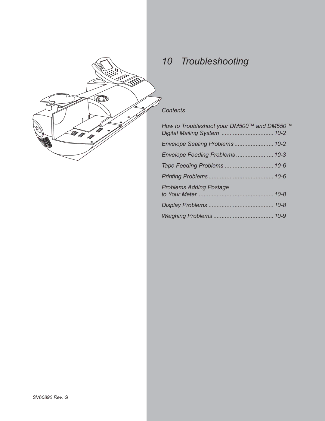 Pitney Bowes DM500, DM550 manual Troubleshooting 