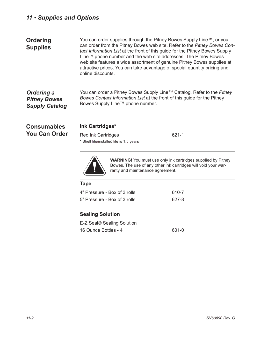 Pitney Bowes DM550, DM500 manual Supplies and Options, Ordering Supplies, Consumables You Can Order 