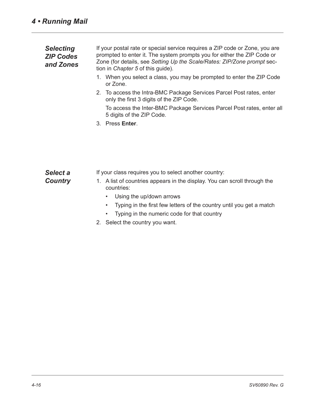 Pitney Bowes DM550, DM500 manual Selecting ZIP Codes Zones Select a Country 