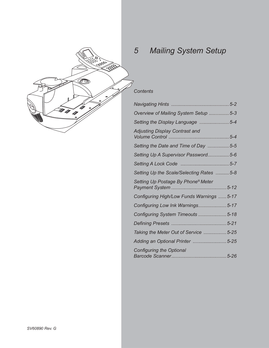 Pitney Bowes DM500, DM550 manual Mailing System Setup 