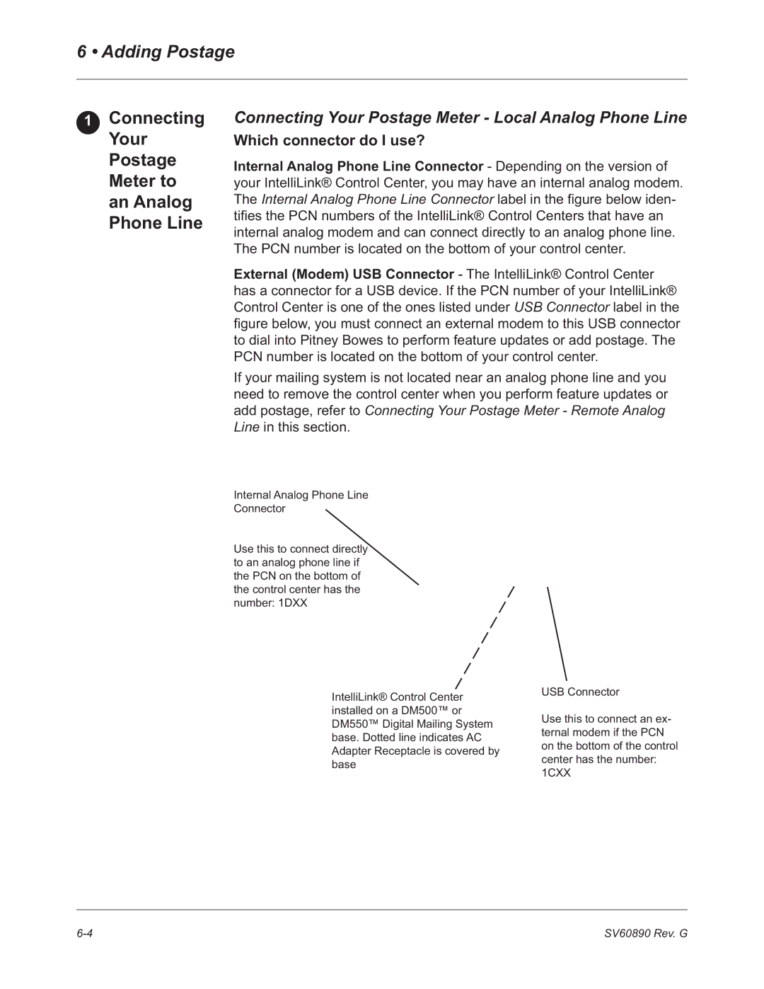 Pitney Bowes DM550, DM500 manual Connecting Your Postage Meter to an Analog Phone Line, Which connector do I use? 