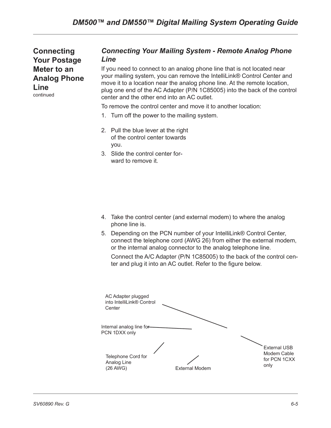 Pitney Bowes DM500, DM550 manual Connecting Your Postage Meter to an Analog Phone Line 