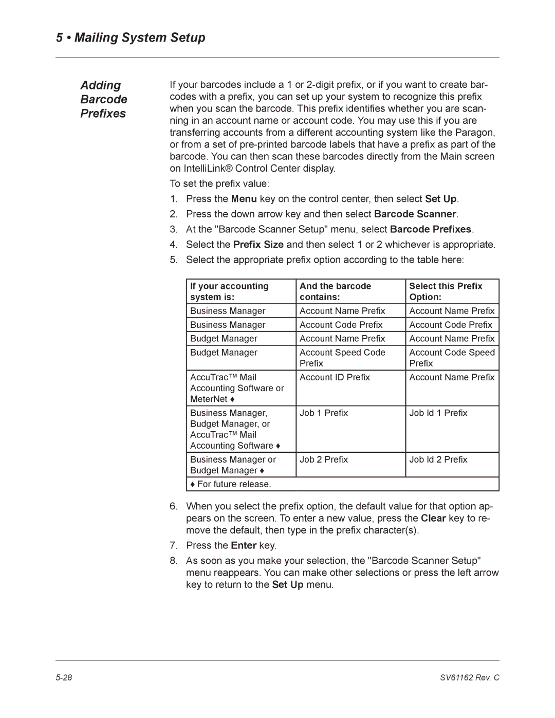 Pitney Bowes DM800 manual Adding Barcode Prefixes 