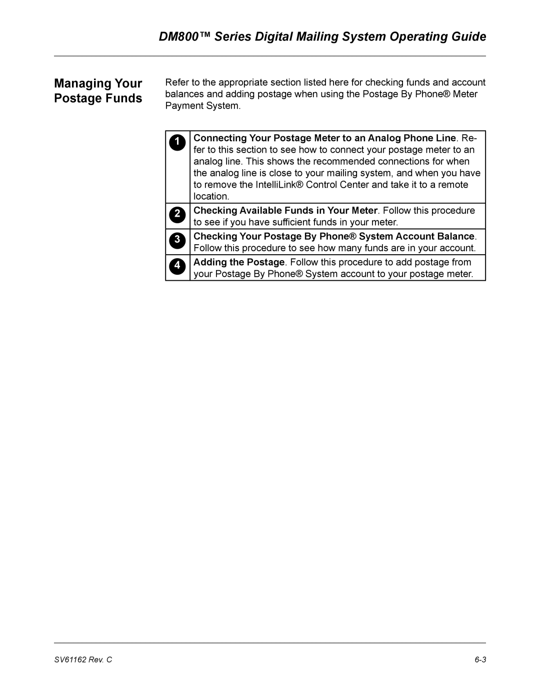 Pitney Bowes manual DM800 Series Digital Mailing System Operating Guide, Managing Your Postage Funds 