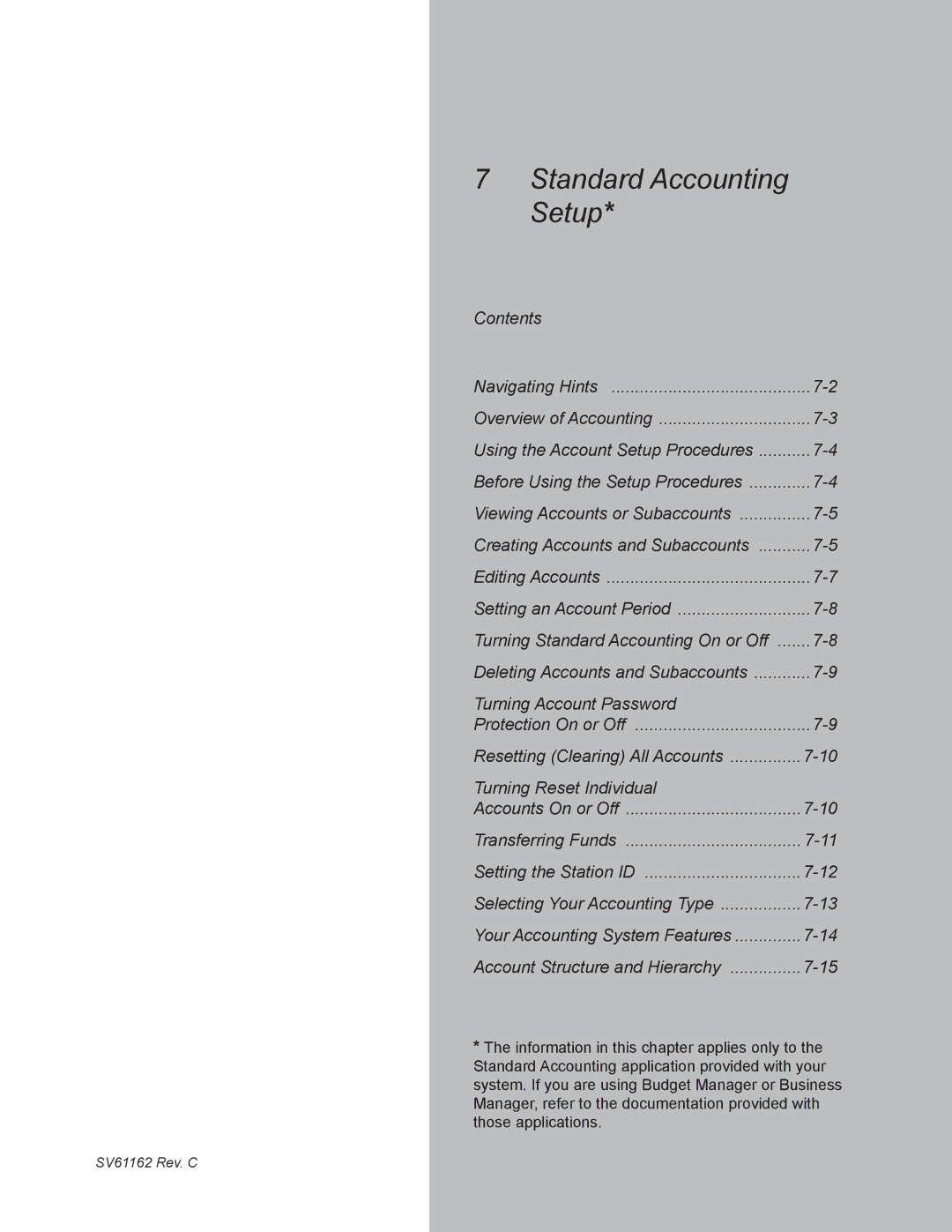 Pitney Bowes DM800 manual Standard Accounting Setup, Contents Navigating Hints 