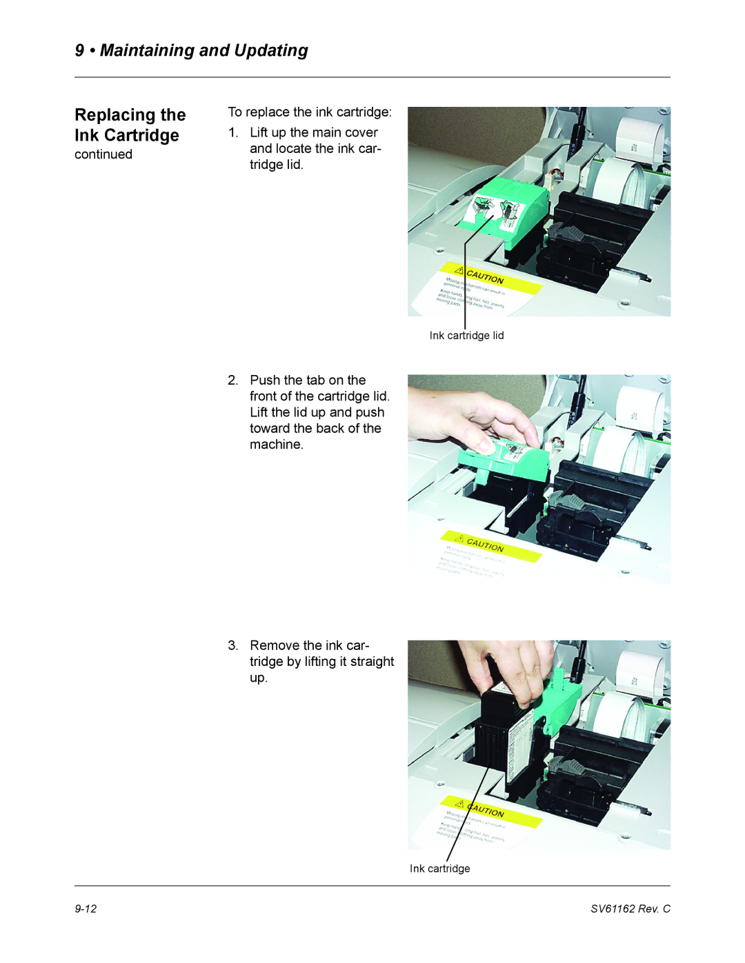 Pitney Bowes DM800 manual Ink cartridge lid 