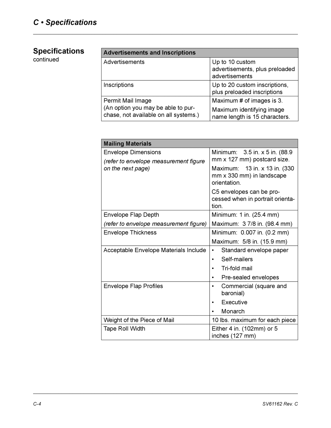 Pitney Bowes DM800 manual Specifications 