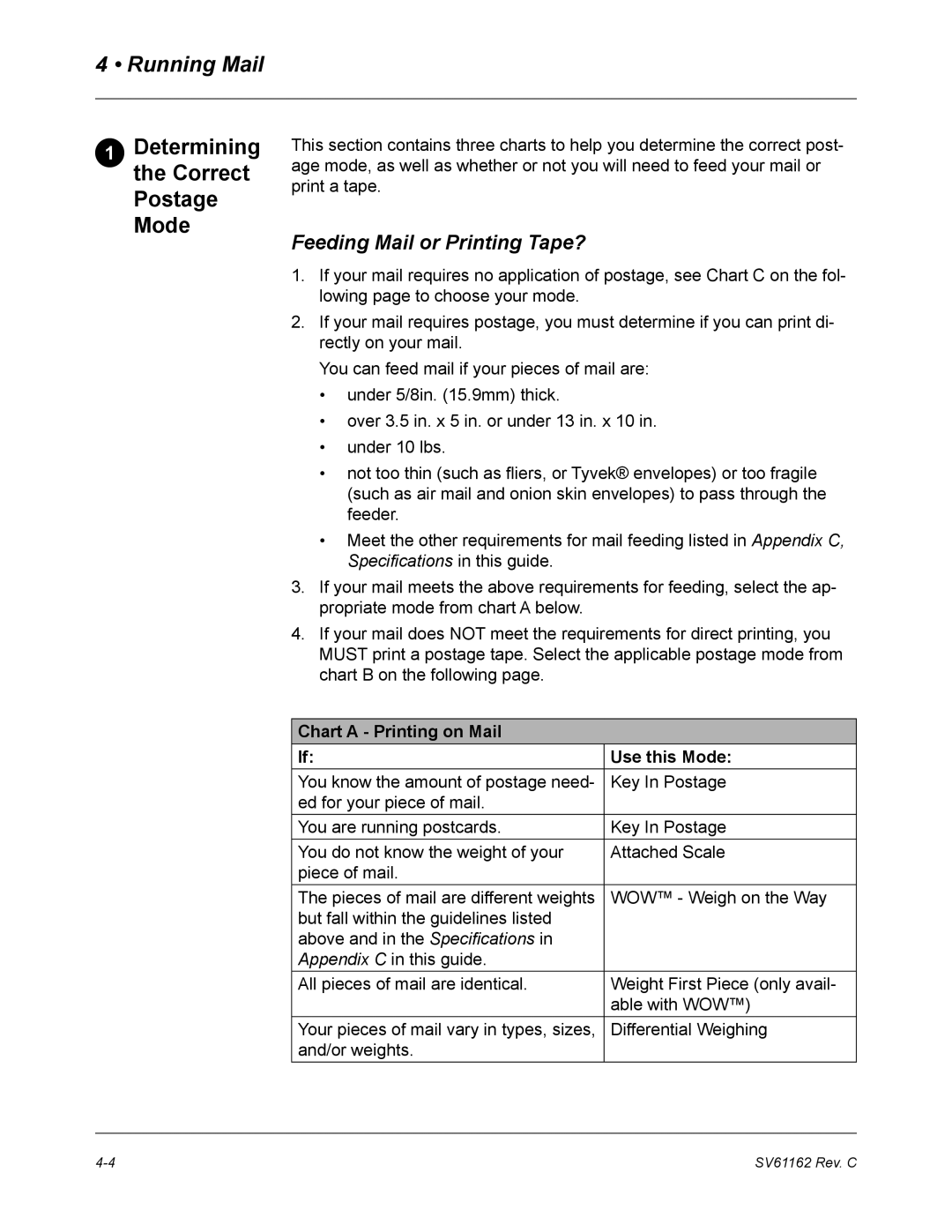 Pitney Bowes DM800 manual Determining the Correct Postage Mode, Feeding Mail or Printing Tape? 