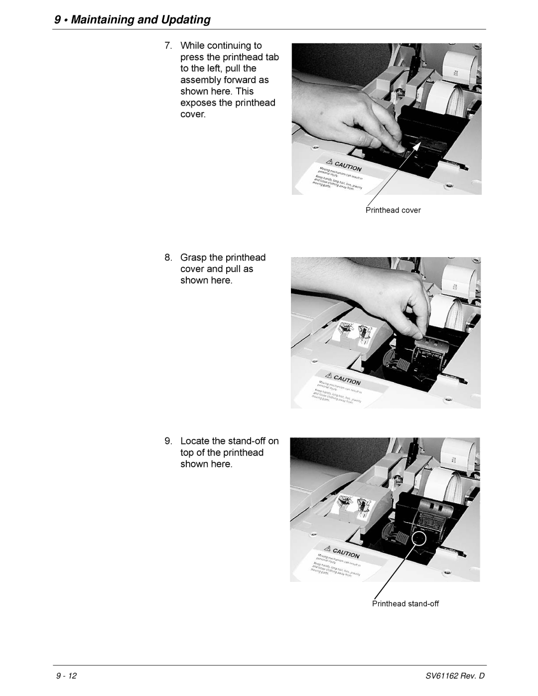 Pitney Bowes DM800i Series manual Printhead cover 